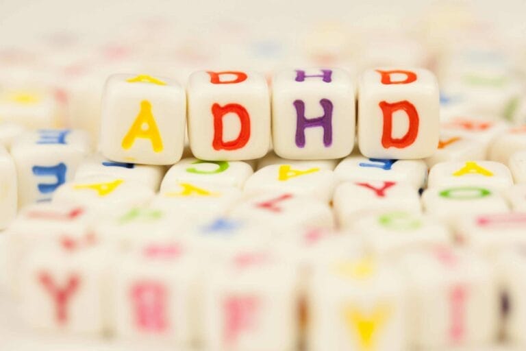 ADHD letters spelled out on dice